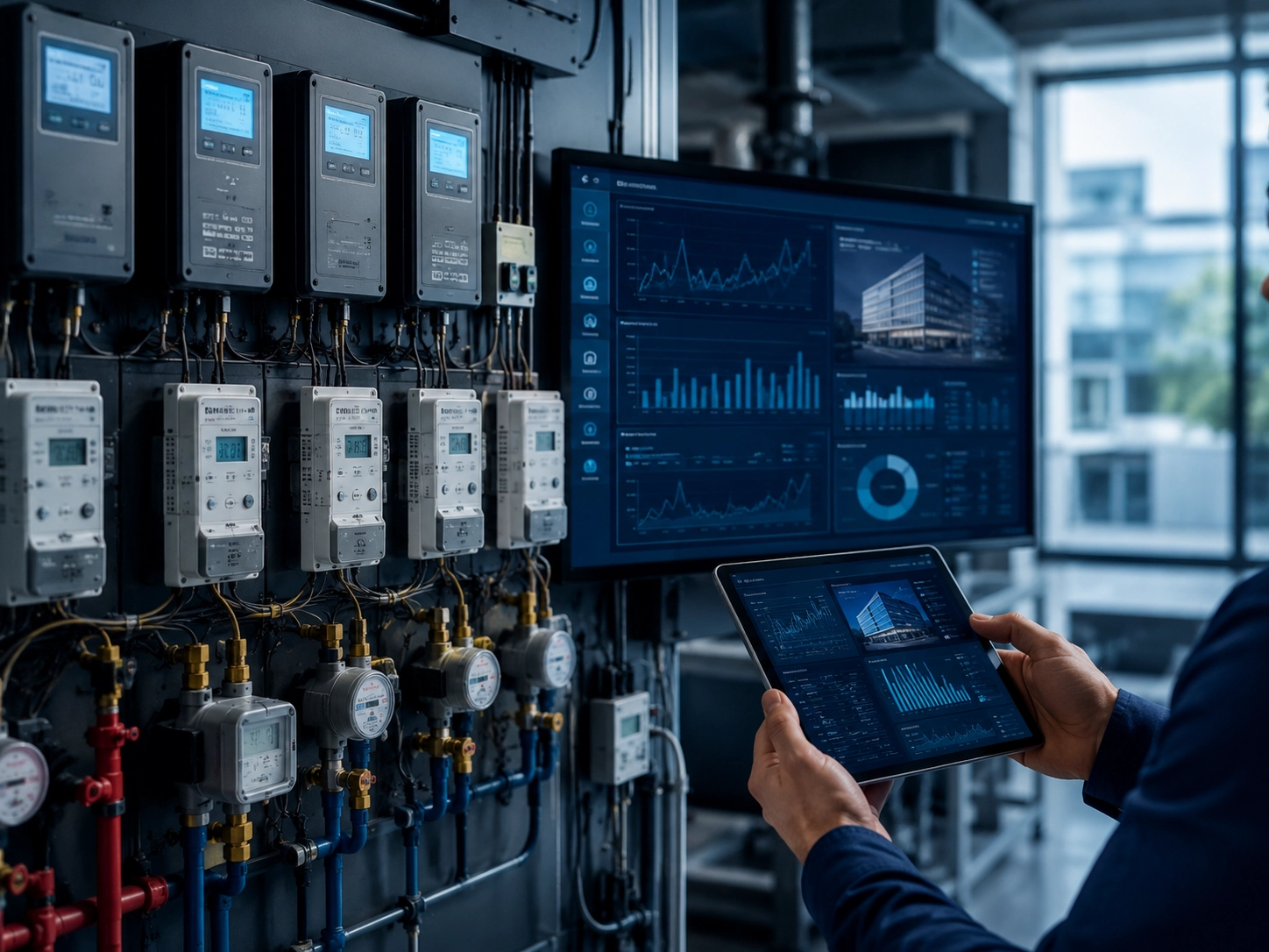 Épületautomatizálási mérés fogyasztásmérőkkel és felügyeleti szoftverbe érkező energiaadatokkal